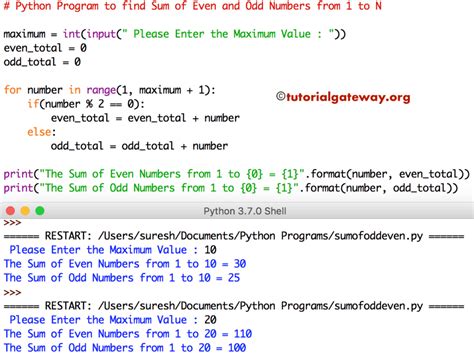 Program To Find The Sum Of The Odd Numbers .